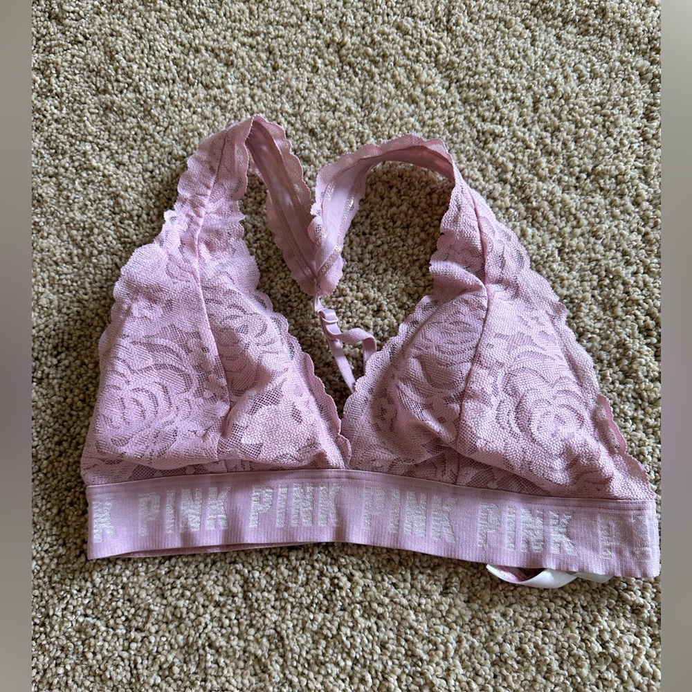 PINK brand pink lace bralette. Size S